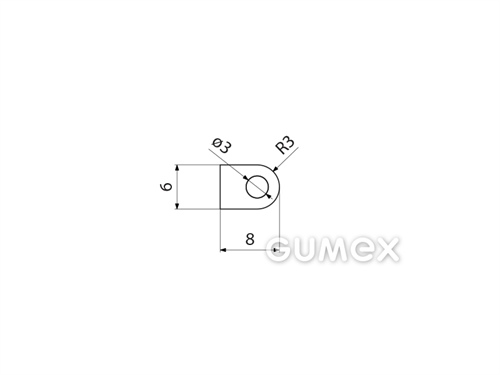 Silikonový profil tvaru "D" s dutinkou, 6x8/R3mm, 60°ShA, -60°C/+180°C, transparentní